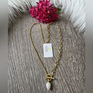 ✨ KENDRA SCOTT Leighton Convertible Gold Pearl Chain Necklace